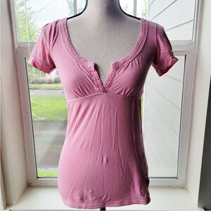 Y2K Abercrombie & Fitch Pink Baby Babydoll Tee | S